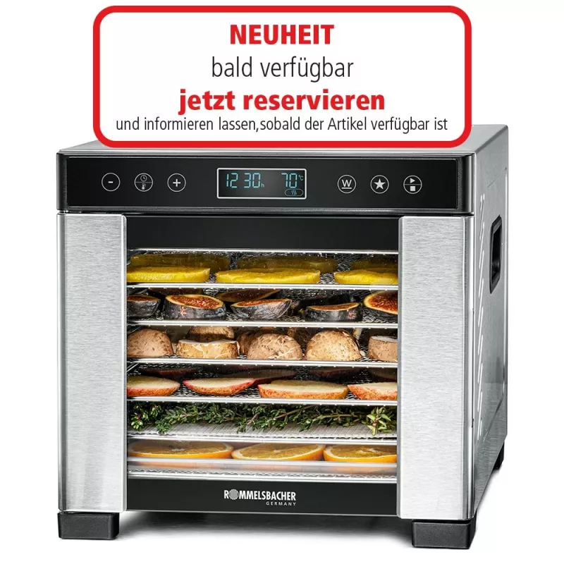 Maisto džiovyklė Rommelsbacher DA 650 600 W nerūdijantis plienas, 0,5 m², 35–75 °C, 7 padėklai