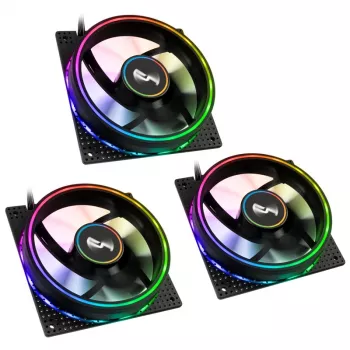Ventiliatorius Cryorig Crona S 120 mm Juoda — 3 vnt. pakuotė, 400–1700 RPM, 60,6 cfm, 2,65 mmH₂O