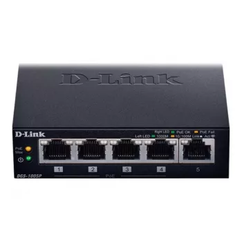 D-Link DGS-1005P/E tinklo jungiklis Nevaldomas Gigabit Ethernet (10/100/1000) Power over Ethernet (PoE) Juoda