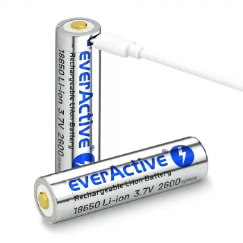 baterija everActive 18650 3.7V Li-ion 2600mAh micro USB with protection BOX