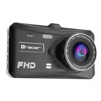 Vaizdo registratorius TRACER 4TS Full HD dviejų kanalų prietaisų skydelio kamera, 2 MP pagrindinė, 0,4 MP salono, 140°/60° kampai, 4 colių IPS ekranas, 150 mAh baterija, aliuminio korpusas, stovėjimo pagalba