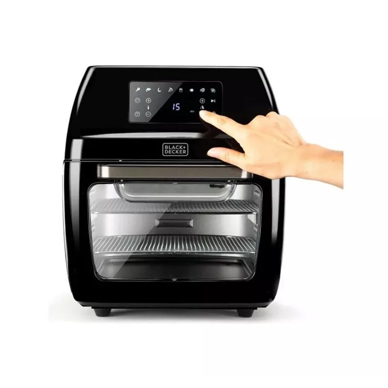 Karšto oro gruzdintuvė Black & Decker BXAFO1200E — 12 l, 1700 W, liečiamas valdymas, 40–200 °C, rotisserie, kepimas ir gruzdinimas