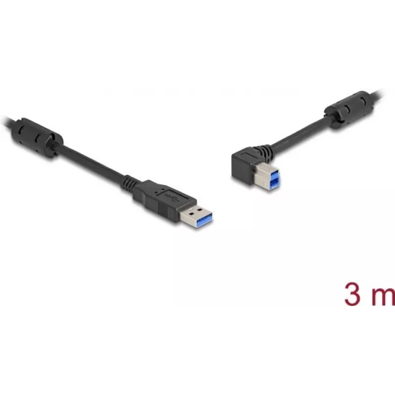 DeLOCK USB laidas A tipo kištukas į B tipo kištuką 90° kampu į kairę 3 m