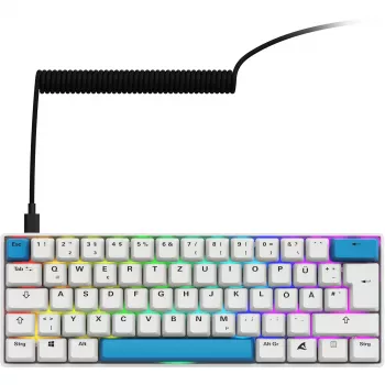 Sharkoon SGK50 S4 klaviatūra Namų USB QWERTZ Vokiška Balta 60% RGB LED