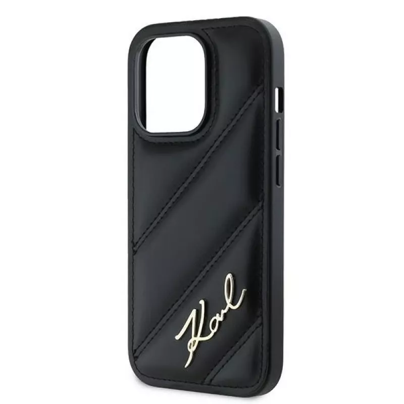 Karl Lagerfeld Apple iPhone 13 Karl Lagerfeld Diagonal Quilted Script (KLHCP13XPQDSMGK) Telefono dėklas juodas