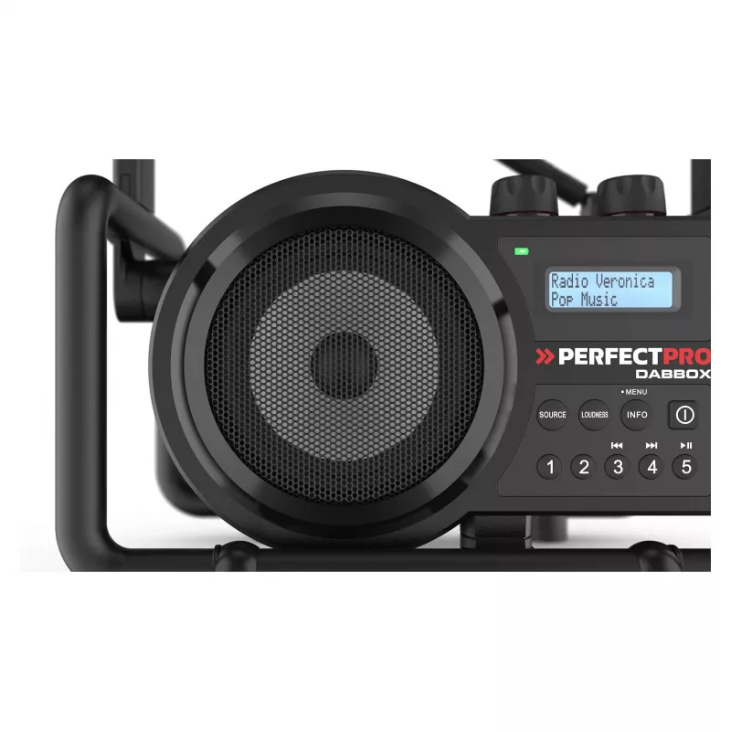 Perfectpro DABBOX radijo imtuvas statybvietėms DAB+ FM AUX Bluetooth atsparus smūgiams