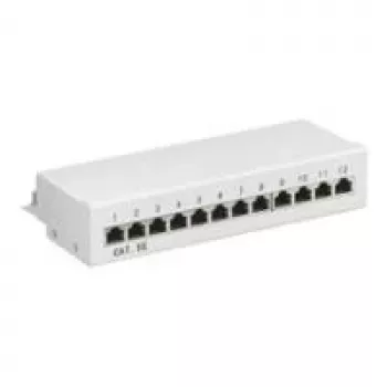 Wentronic Goobay CAT 5e Mini / Stalinis pataisų skydelis, 12 prievadų, pilkas - STP ekranuotas, pilkas (93041)
