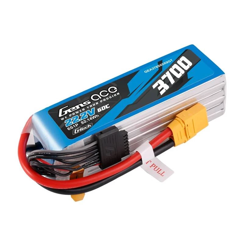 Baterija Gens ace GEA376S60X9GT 22.2 V LiPo įmontuojama RC modeliams, 0,536 kg, juoda/mėlyna/pilka/balta