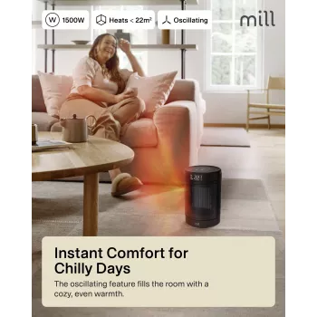 Keraminis ventiliatorinis šildytuvas Mill FH1500Juoda 1500 W patalpoms iki 22 m², juodas