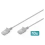 komutacinis kabelis CAT6 U-UTP DIGITUS 1 m plonas, pilkas — 10 vnt. pakuotė