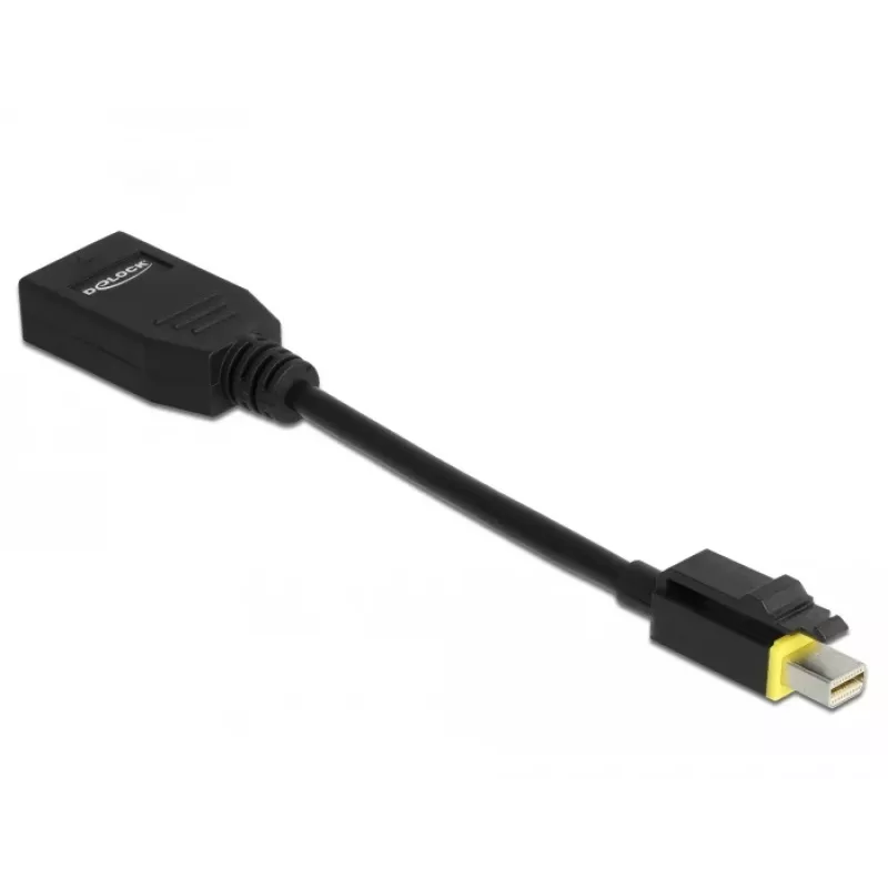 DeLOCK - DisplayPort adapteris - Mini DisplayPort (M) su fiksavimu į DisplayPort (M) - DisplayPort 1.4 - 15 cm - be halogenų, 8K palaikymas - juoda (65978)
