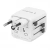Universalus kelioninis maitinimo adapteris GEMBIRD TPA-INT-01-W — įvestis 100–250V, Type G kištukas, kompaktiški matmenys 84×56×85 mm