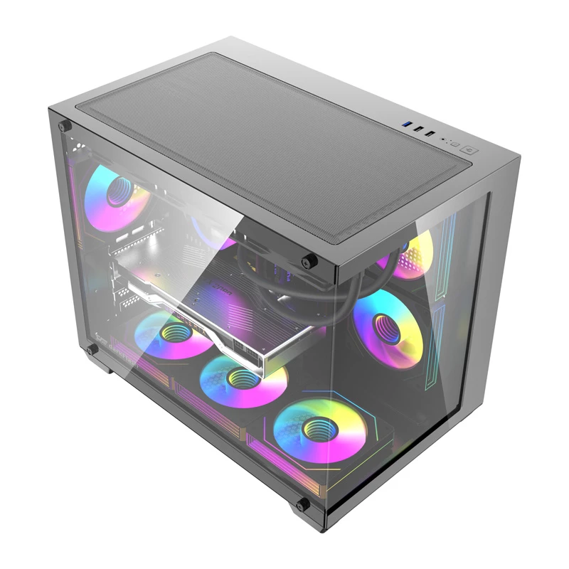 Kompiuterio korpusas DarkFlash B275 PRO (juodas) su 6 komplektuojamais aušinimo ventiliatoriais