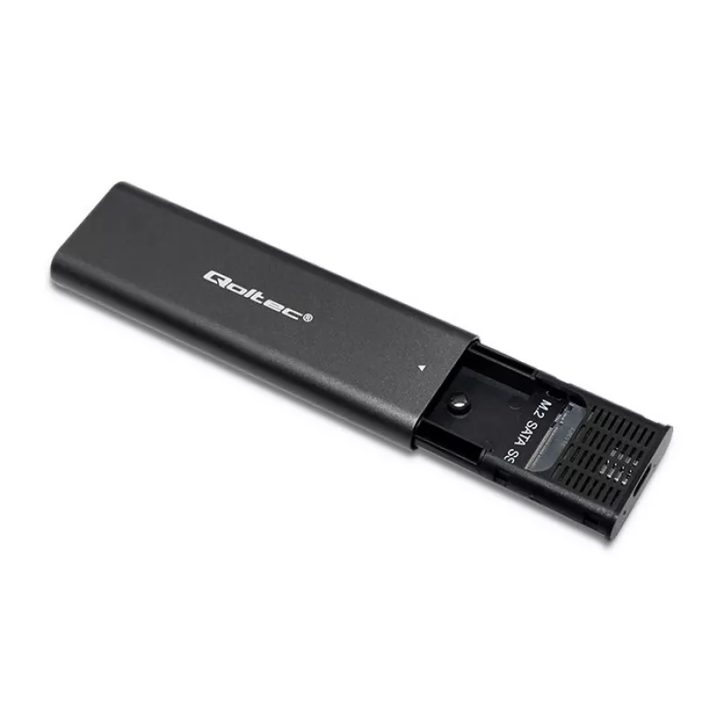 Qoltec 50311 saugojimo įrenginio korpusas SSD korpusas Juodas M.2