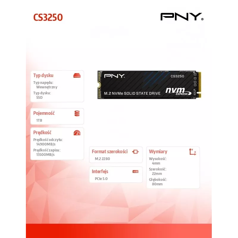 SSD M.2 2280 1TB PNY PCIe 5.0 M280CS3250-1TB-TB