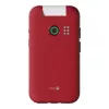 „Doro Leva E22“ mygtukinis telefonas, atverčiamas, 2,8 colio (7,11 cm) ekranas, viena SIM, 0,3 MP kamera, 1150 mAh, 127,8 g, raudona/baltas