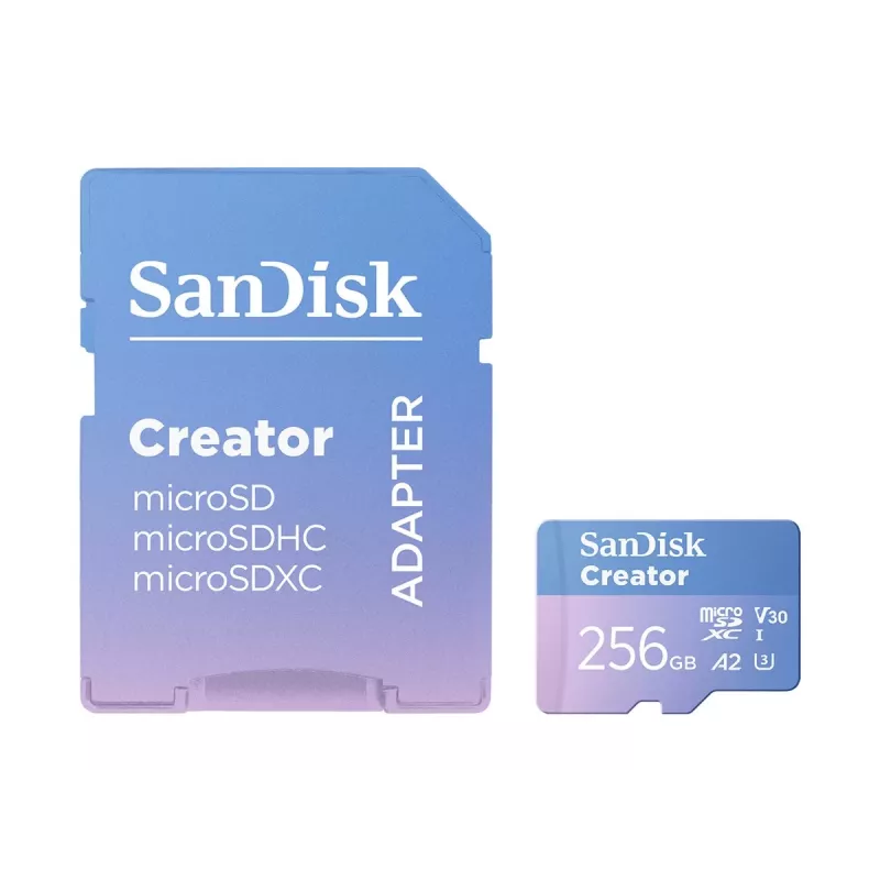 SanDisk Creator MicroSD atminties kortelė 256 GB didelis perdavimo greitis iki 190 MB/s