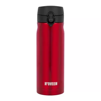 Termo butelis NOVEEN TB825 400 ml — izoliuotas nerūdijančio plieno gėrimų indas, raudonas