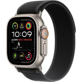 Juosta Apple 49 mm juoda Trail Loop M/L natūralaus titano apdaila