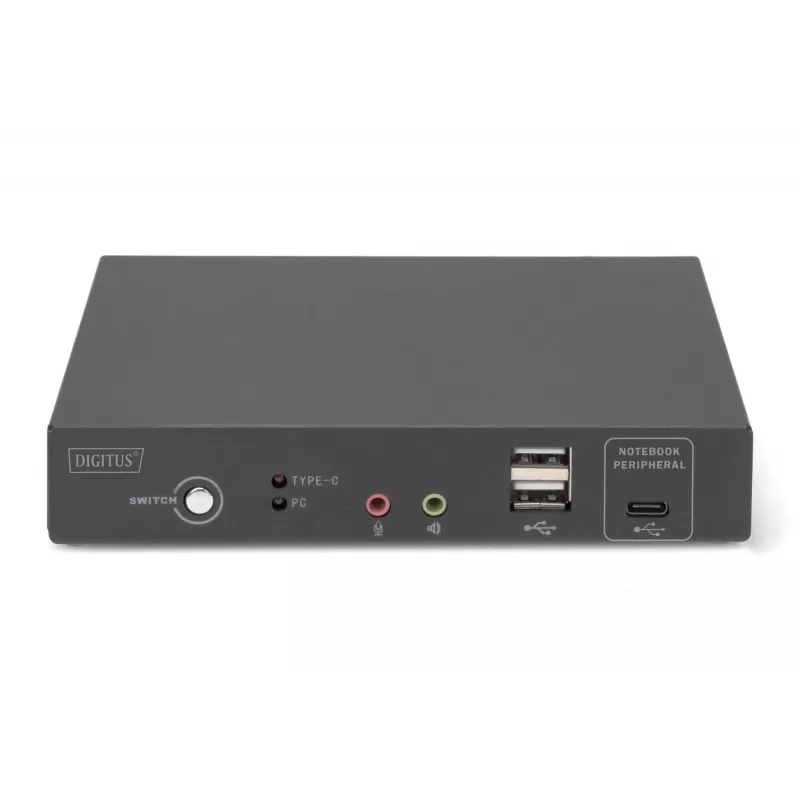 DIGITUS DS-12901 - KVM-/Garso/USB-jungiklis - 4K 30 Hz, USB-C/USB/HDMI įvestis, HDMI išvestis, Tinklas