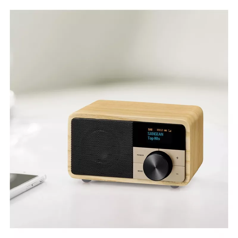 Stalinis radijo imtuvas Sangean DDR-7 Natural Wood FM AM Bluetooth, medinis korpusas, FM/AM derintuvas, Bluetooth garso srautas