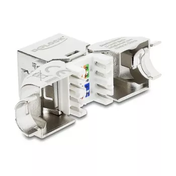 DELOCK Keystone modulis RJ45 lizdas į LSA Cat.6A be įrankių 45° kampuotas ekranuotas su metaliniu fiksatoriumi