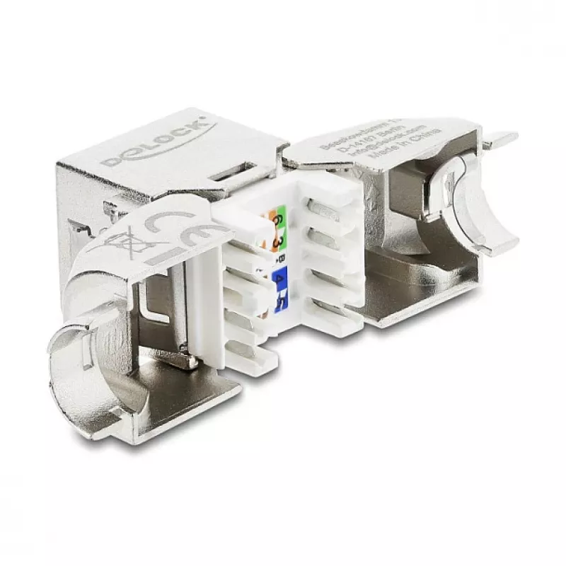 DELOCK Keystone modulis RJ45 lizdas į LSA Cat.6A be įrankių 45° kampuotas ekranuotas su metaliniu fiksatoriumi