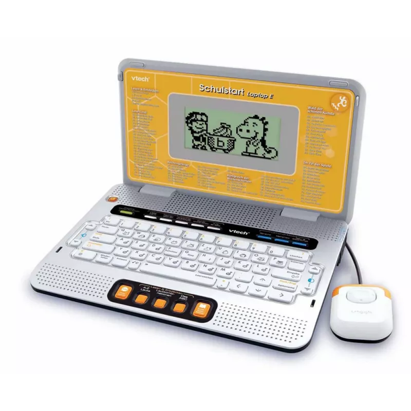 Vaikiškas mokomasis nešiojamas kompiuteris Laptop E VTech su dėklu (geltonas/pilkas)