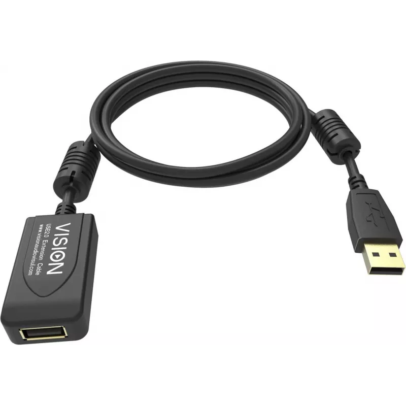 USB kabelis USB 2.0 Vision TC 5MUSBEXT+/BL Juodas 5 m