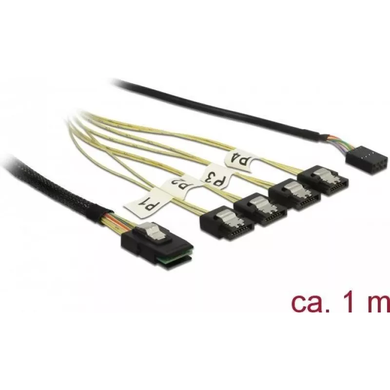 SATA kabelis DeLOCK 85682 1 m Juodas