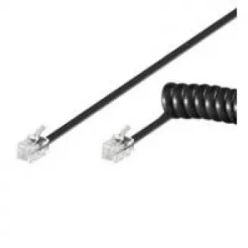 Wentronic Goobay telefono ragelio spiralinis laidas CCA (variu dengtas aliuminis), juodas, 7 m - RJ10 kištukas (4P4C) į RJ10 kištuką (4P4C) (68003)