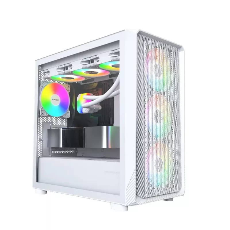 PC korpusas Montech X5M (W) Micro Tower, baltas — Micro-ATX/Mini-ITX, palaiko ATX PSU, 3x120mm priekyje, 1x120mm gale, 2x3.5 colio nišos, 4x2.5 colio nišos