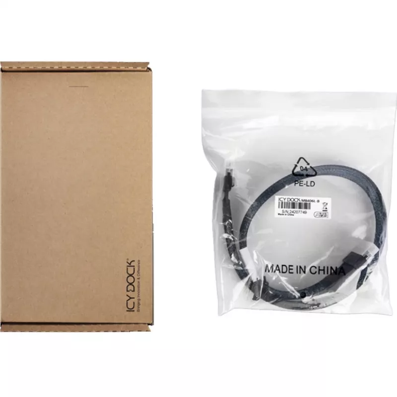 ICY DOCK - MB4026L-B - SlimSAS 4i SFF-8654 į OCuLink 4i SFF-8611 kabelis – 0,5 m