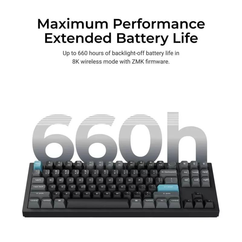 Mechaninė 80% QWERTY klaviatūra Keychron Q3 Ultra 8K – Bluetooth ir laidinė, RGB apšvietimas, juoda