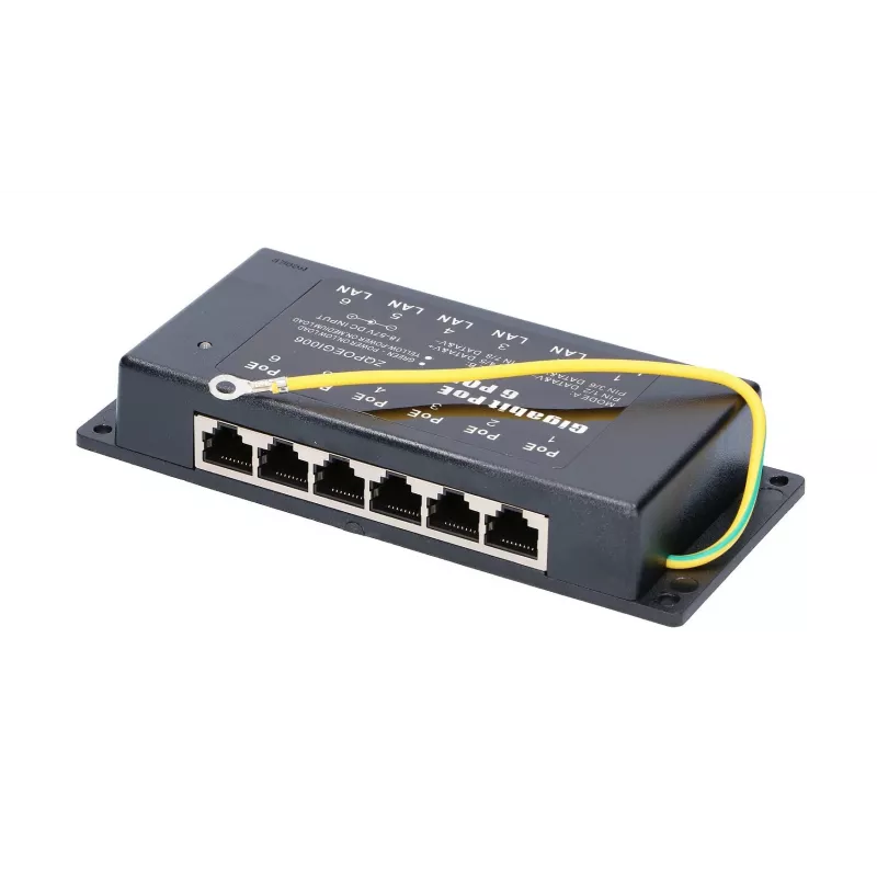 PoE injektorius Extralink Gigabit 6 prievadų 6x 1000Mb/s RJ45