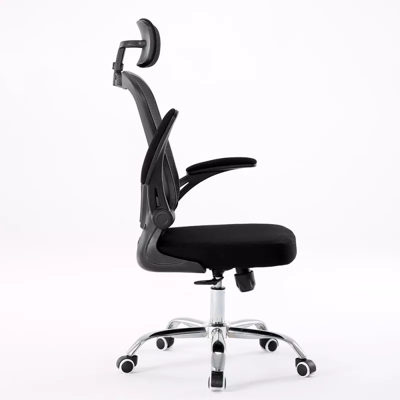 Ofiso kėdė top e shop DORY CZERŃ — paminkštinta sėdynė, tinklinė atlošas, 650×620 mm, aukštis iki 122 cm