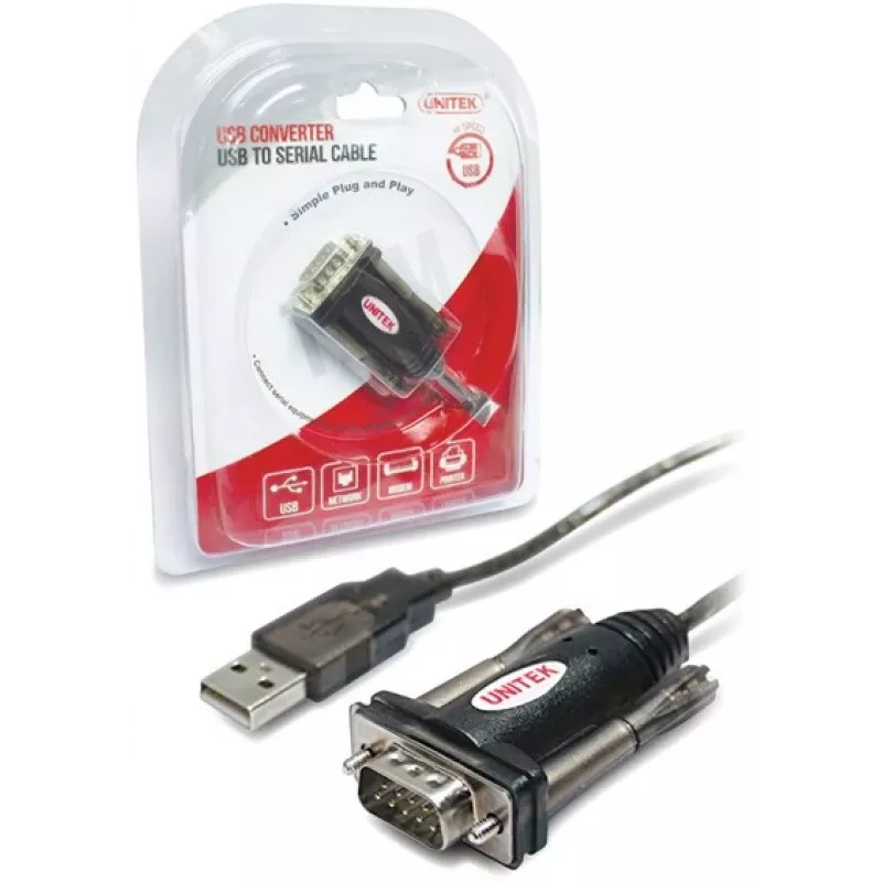UNITEK Y-105 serial kabelis Juoda 1.5 m USB Typee-A DB-9