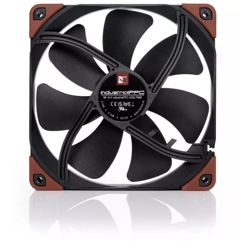 Noctua NF-A14 INDUSTRIALPPC-2000 PWM ventiliatorius, 140x25 mm, 12V, PWM, 500–2000 RPM, 182.5 m³/h, IP52, SSO guolis
