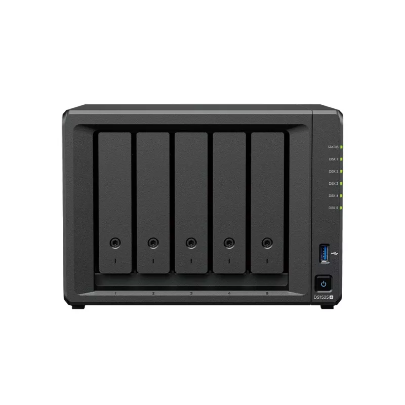 Synology DiskStation DS1525+ NAS / saugojimo serveris Ryzen Embedded V1500B 8 GB DDR4 0 TB Juoda