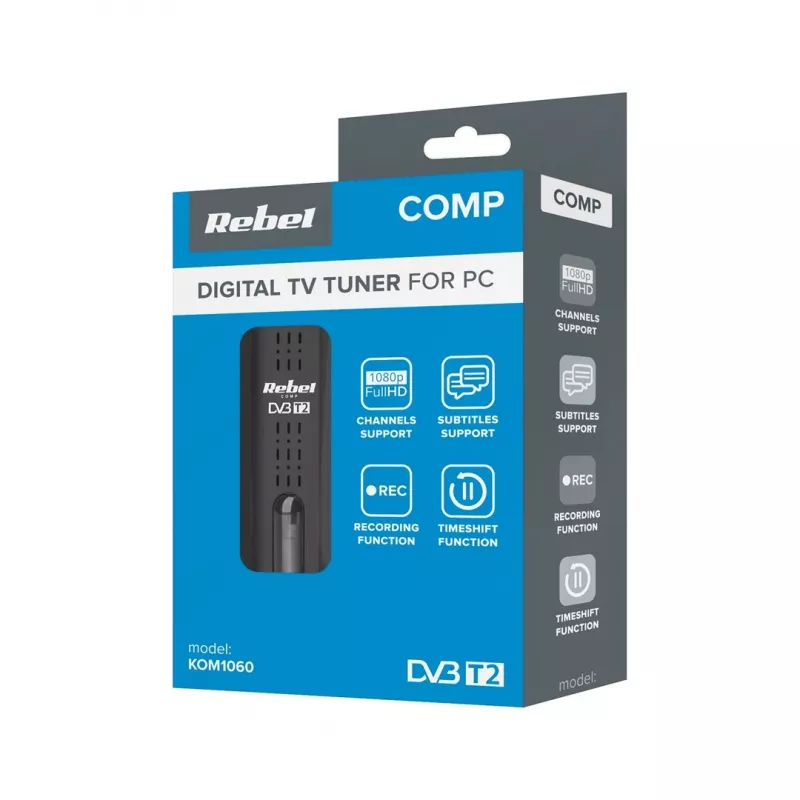Skaitmeninis TV imtuvas Rebel Comp KOM1060 — DVB-T2 HEVC imtuvas