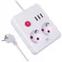 Maitinimo šakotuvas MACLEAN MCE387 W — 2 lizdai, 3×USB A, 110–240 V, 2500 W, 1,5 m kabelis, baltas