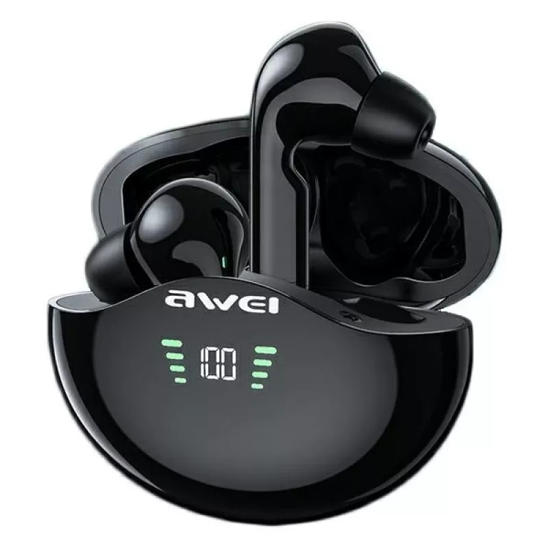 Ausinės Awei T12P Bluetooth 5.3 TWS juodos