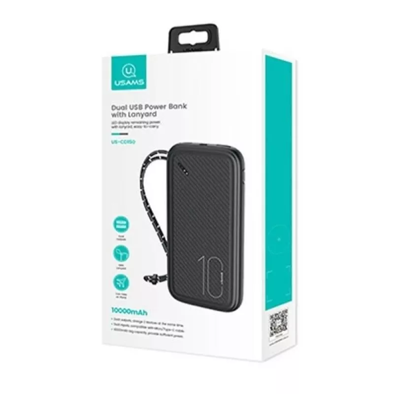 Nešiojama išorinė baterija USAMS PB56 10000 mAh 2xUSB / USB-C / MicroUSB greitasis įkrovimas
