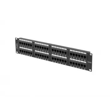Patch panel LANBERG PPU5-2048-B 48 prievadų 2U 19 colių 5e kategorijos UTP, juoda