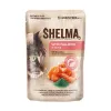 Šlapias kačių ėdalas SHELMA su lašiša ir menke padaže, 4 x 85 g maišeliai, 81 % drėgmės, 10 % baltymų