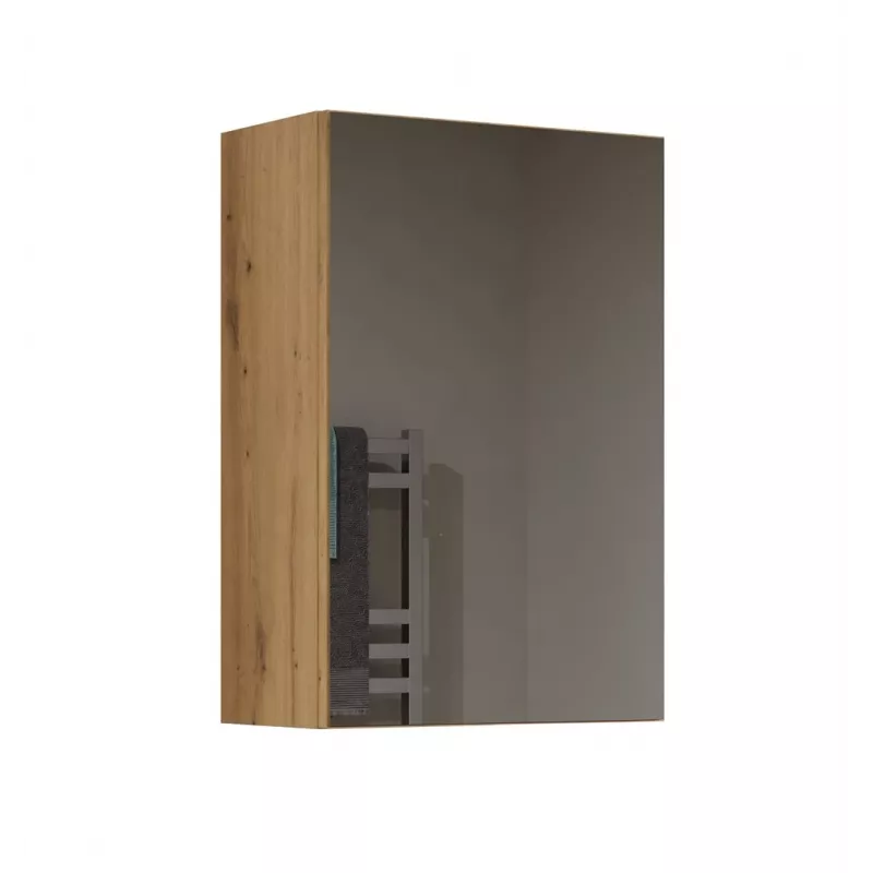 Vonios spintelė viršutinė e shop POLA 1DL ARTISAN — montuojama ant sienos, ąžuolo spalvos rėmas, 400×220×600 mm, 3 lentynos