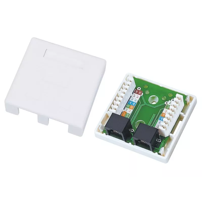 Laido jungtis Alantec GN002 2×RJ45 lizdas–lizdas balta tiesi plastikinė