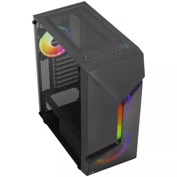 Aerocool Scape-G-BK-v2 Midi-Tower, grūdintas stiklas, FRGB - juoda