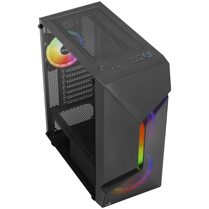 Aerocool Scape-G-BK-v2 Midi-Tower, grūdintas stiklas, FRGB - juoda