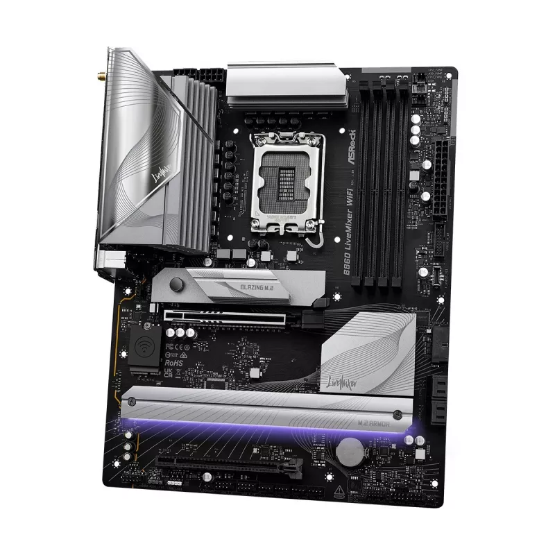 Pagrindinė plokštė ASRock B860 LiveMixer WiFi — Intel B860, LGA 1851, ATX, DDR5, 4 DIMM, Wi‑Fi 6E, 2.5Gb LAN